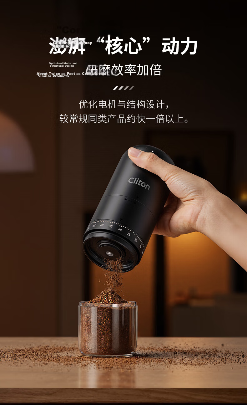 CLITON Electric Coffee Grinder Adjustable Portable Manual Coffee Bean Grinder Automatic Powder Mill 6