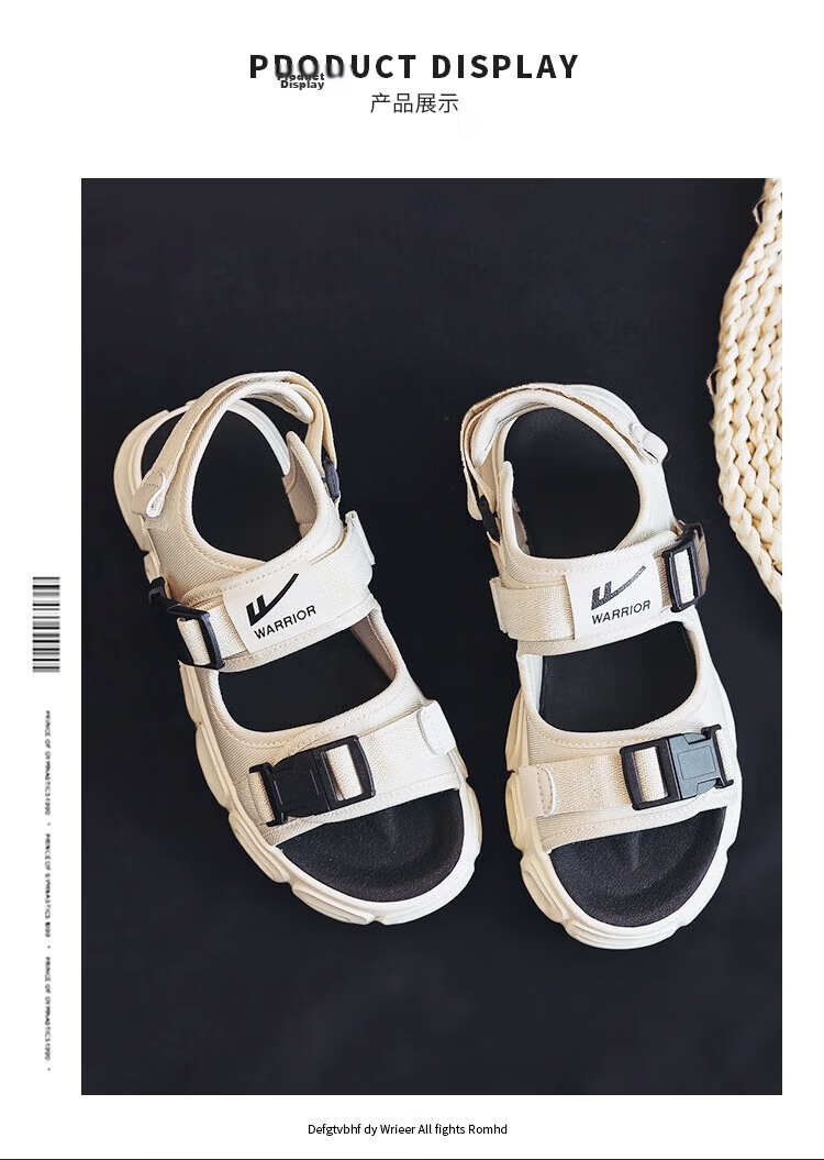 Warrior Men's Sandals 2026 Summer New Trendy Beach Shoes Water-Resistant Hiking Shoes Casual Couple's Sandals 8