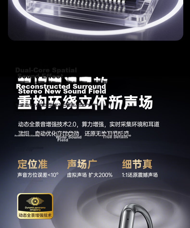 Zhongguo 2026 Latest C2 Smart AI Real-Time Translation Bluetooth Earbuds Bone Conduction Wireless Open-Ear Sports Running Noise-Cancelling Long Battery Life Men's 13