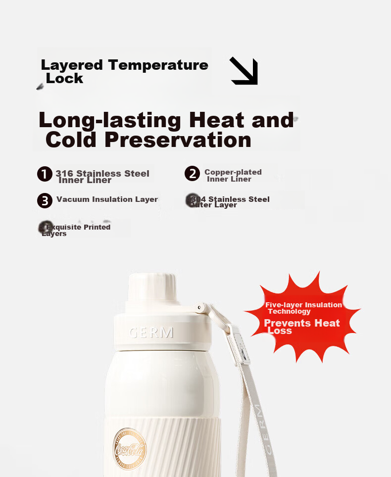 Germ x Coca-Cola Collaboration Trendy Water Bottle GE-CK23AW-B37 Apricot Beige 580ML 8