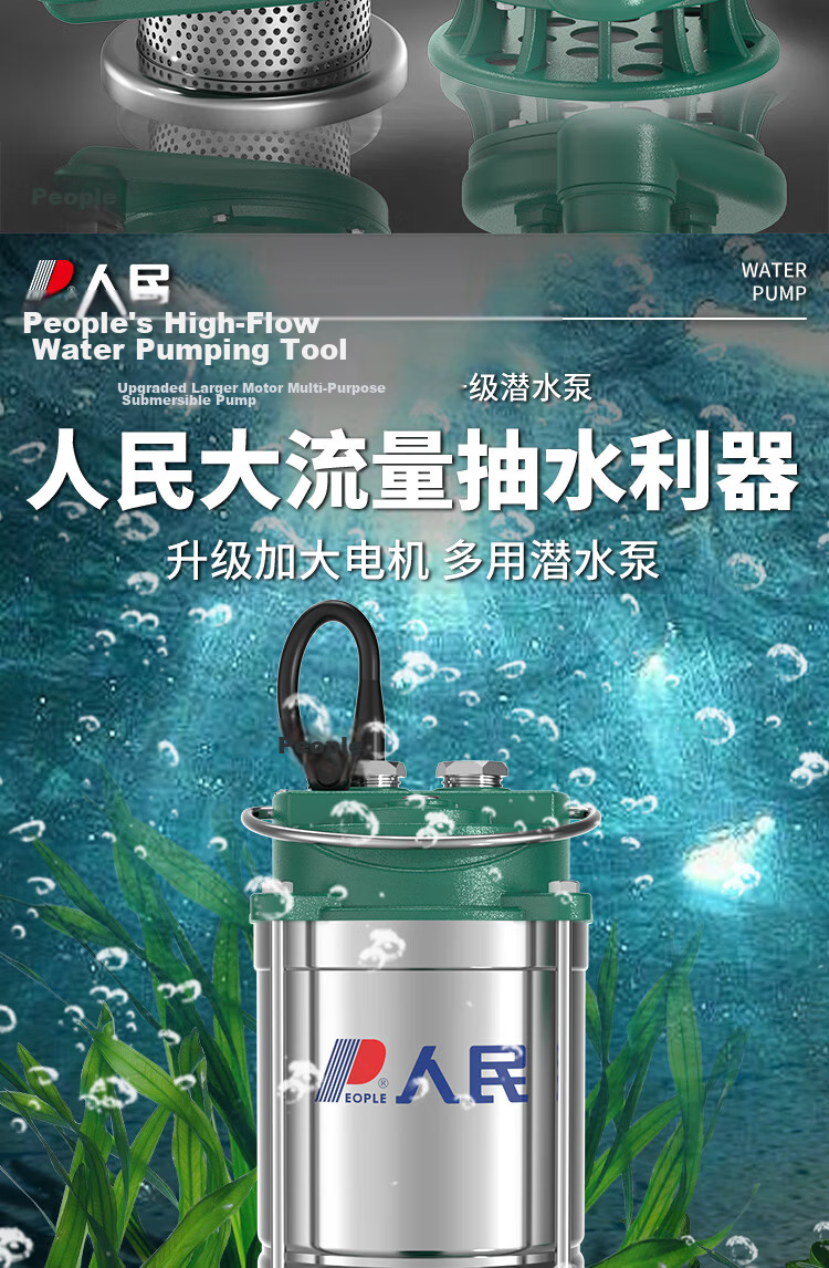 People Stainless Steel 220V Household Sewage Pump Water Pump Agricultural Well Clean Water Small High Lift Sewage Pump 3