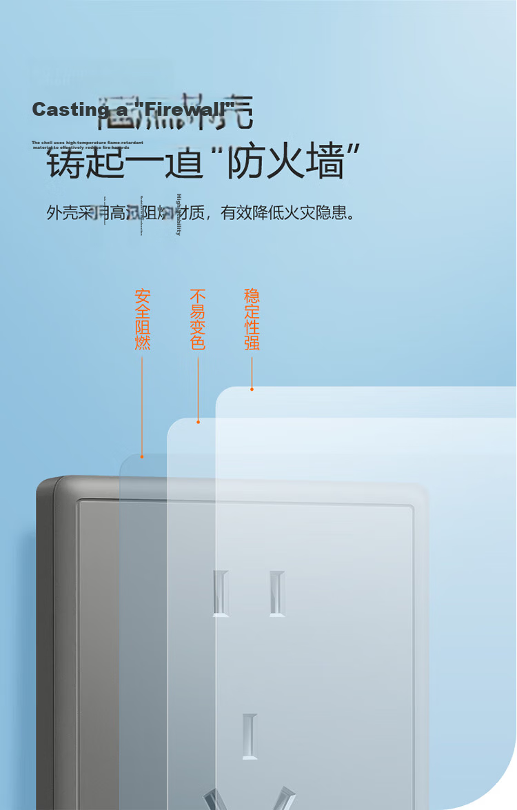 BULL G36 Series 10A Five-Hole Socket G36Z223 Starry Gray Flush Mount Switch Socket 15