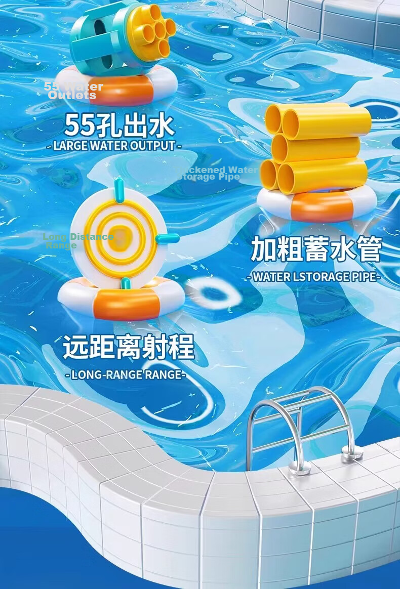 Guou Gatling Spray Children's Water Gun Toy High Pressure Powerful Long Range Pull-Back Drift Birthday Gift for Kids 2