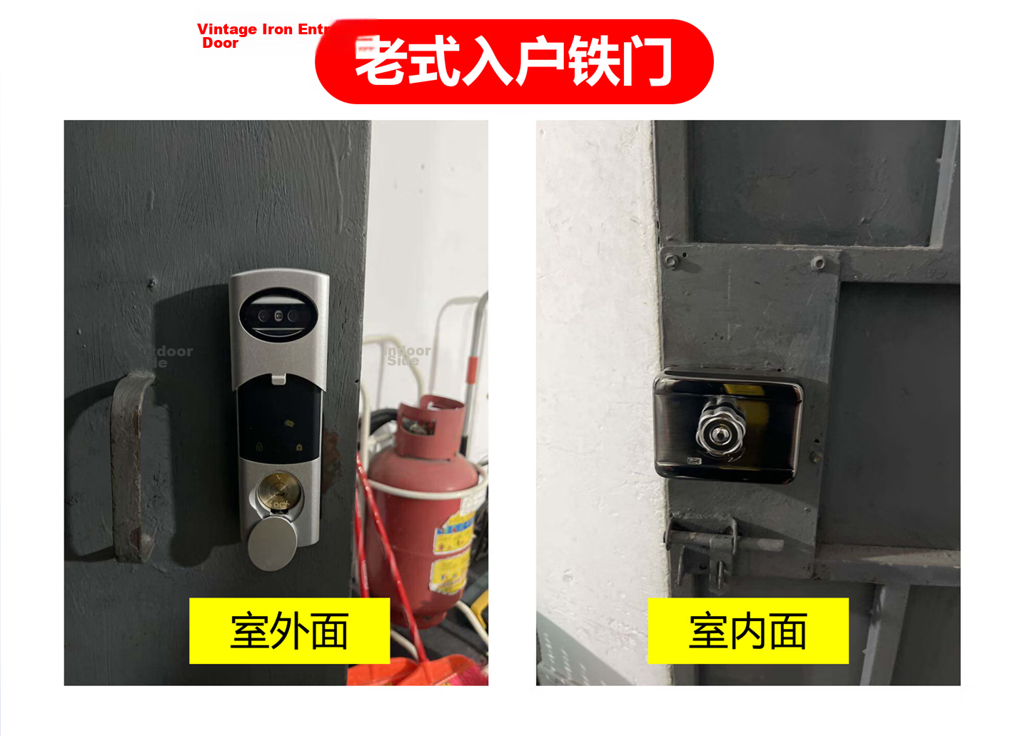 CHIGO Smart Bull Head Lock Old-Style Anti-Theft Door Stainless Steel Rural Courtyard Iron Gate Fingerprint Password Lock Outdoor Waterproof 5