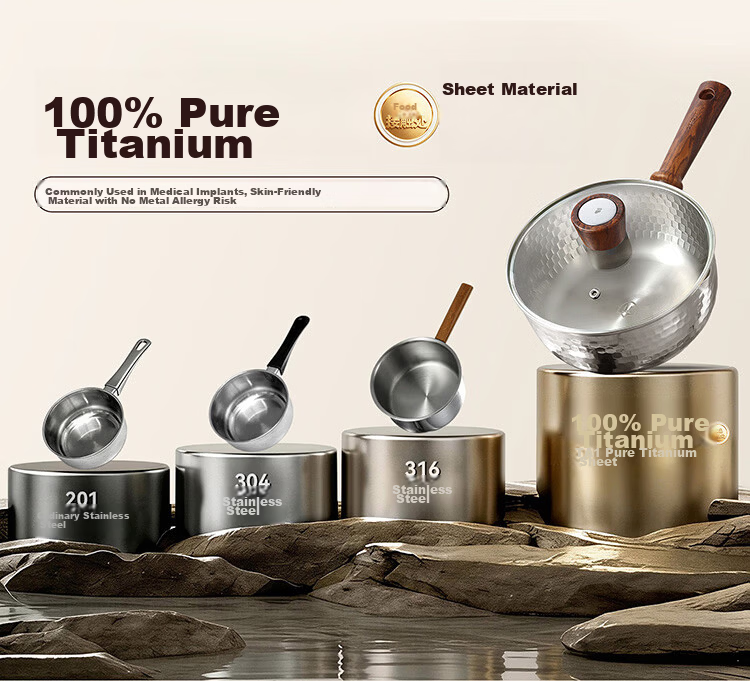 Carrot Pure Titanium Baby Milk Pot Non-Coated Yukihira Pot Infant Small Milk Pot Soup Pot Instant Noodle Pot Integrated 22cm 8