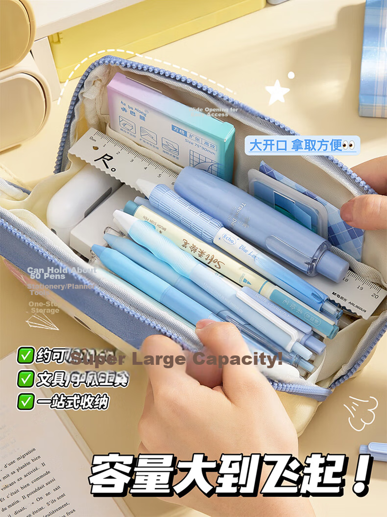 Kabaxiong 3D House Pencil Case Washable Canvas Large Capacity School Classroom Stationery Storage Cartoon Anime Green High Aesthetic 3