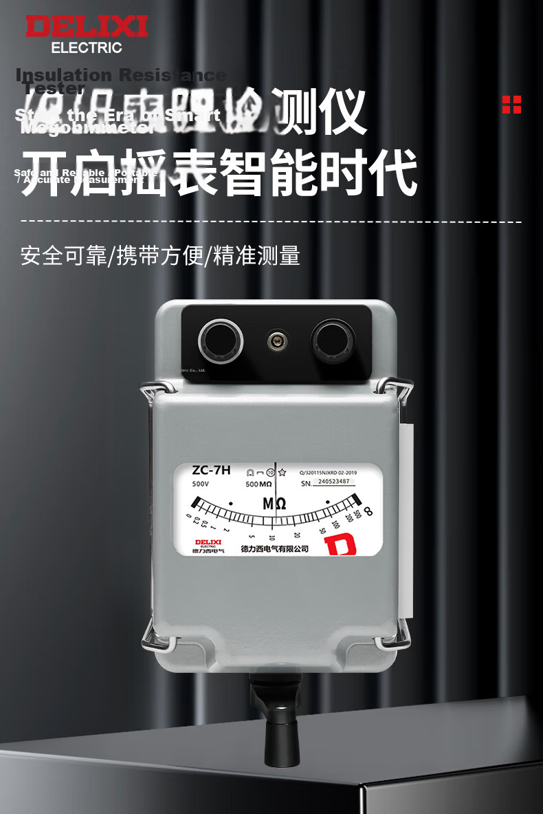 DELIXI ELECTRIC Megohmmeter Alloy Insulation Resistance Tester Hand-crank Resistance Meter [1000V/1000MΩ] 2