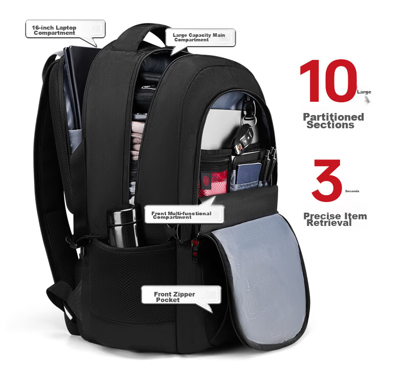 CROSSGEAR Swiss Army Knife Business Travel Large Capacity 16-inch Laptop Backpack Men's Student School Bag 8