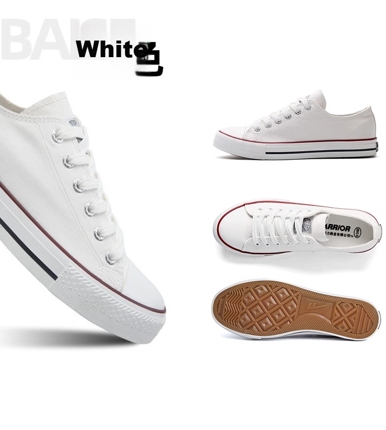 Warrior Official Canvas Shoes Men's Spring Summer Low-top Breathable Classic Couple Sneakers Casual Shoes White Size 44 29