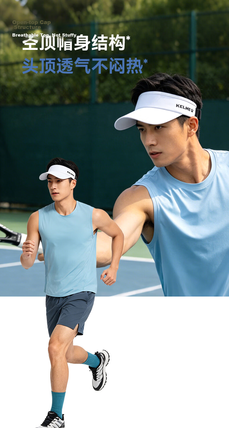 KELME Women's Summer Sun Protection Cap with Open Top for Running Outdoor Sports UV Protection Golf Marathon Tennis Hat 11