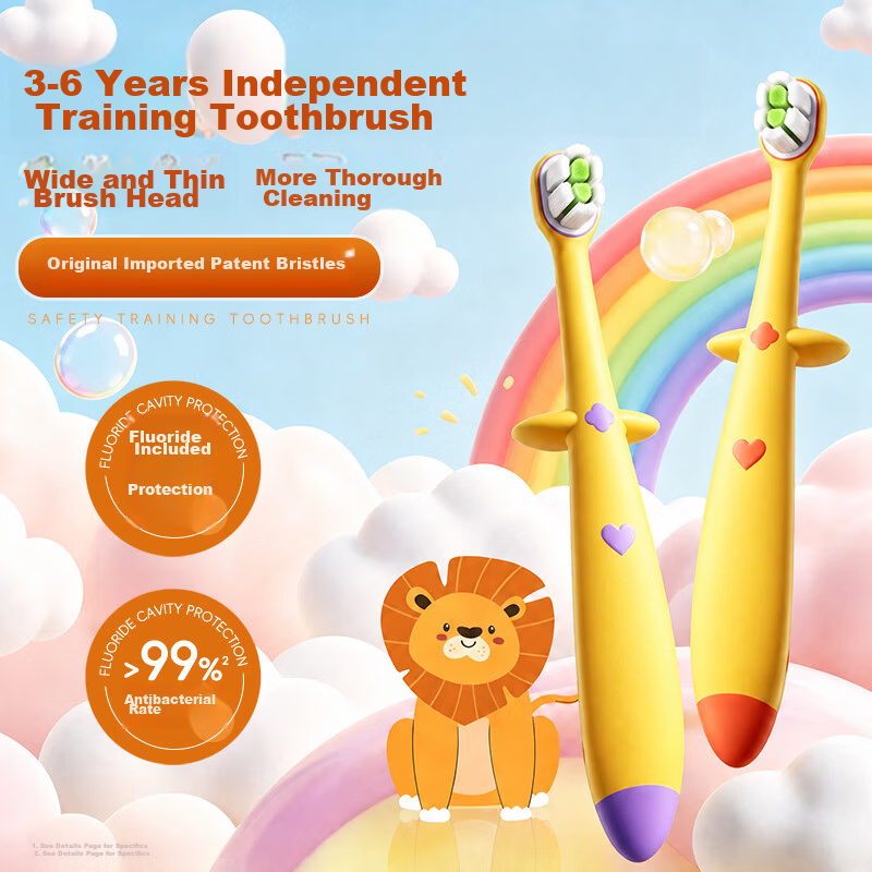 ApaCare Children's Toothbrush 3-6 Years Ultra Soft Bristles Fluoride Antibacterial Anti-Cavity Baby Toothbrush Training Toothbrush 2-Pack