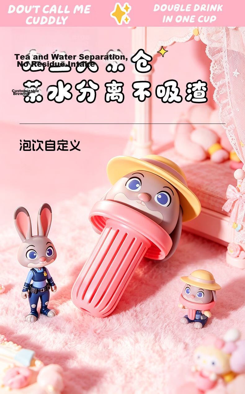 Disney High-Quality Straw Water Bottle for Women, Summer Durable Plastic Large Capacity Portable Cartoon Kids Drinking Cup 8