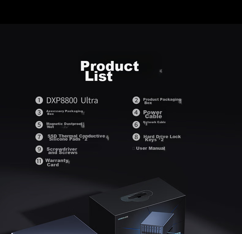UGREEN Private Cloud DXP8800 Ultra 8-Bay NAS Network Storage Hard Drive Home Server Enterprise File Data Backup AI Photo Album Dual 10GbE Ports 68