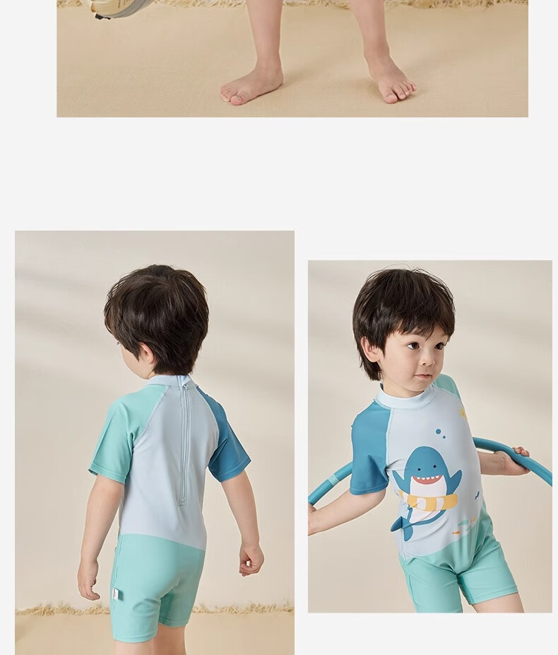 Niduoxiong Children's One-Piece Swimsuit for Boys And Girls, Original Yarn Sun Protection Chlorine-Resistant Swimwear for Toddlers And Kids Summer Swimwear 16