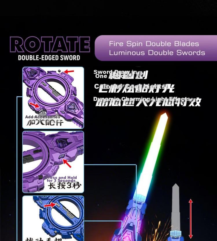 MAILE KID Dual Insert Double-Blade Glowing Red and Blue Lightsaber Interstellar Battle Retractable Sword Toy for Boys Kids Birthday Gift 6