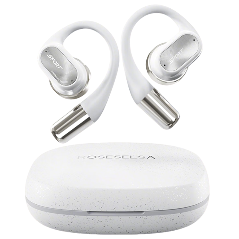 Ruoshui Shisha SportFeel Bluetooth Earbuds Open-Ear True Wireless Bone Conduction Sports Running Headset Noise Cancelling Long Battery Life Mist Gray