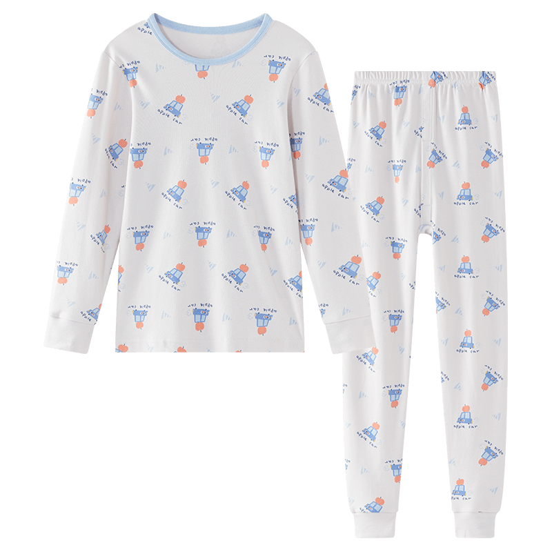 Hodo Children's Pure Cotton Underwear Set, Boys And Girls Autumn Thermal Underwear, Low-Collar Cotton Sweater, M1232, Light Purple, Size 110