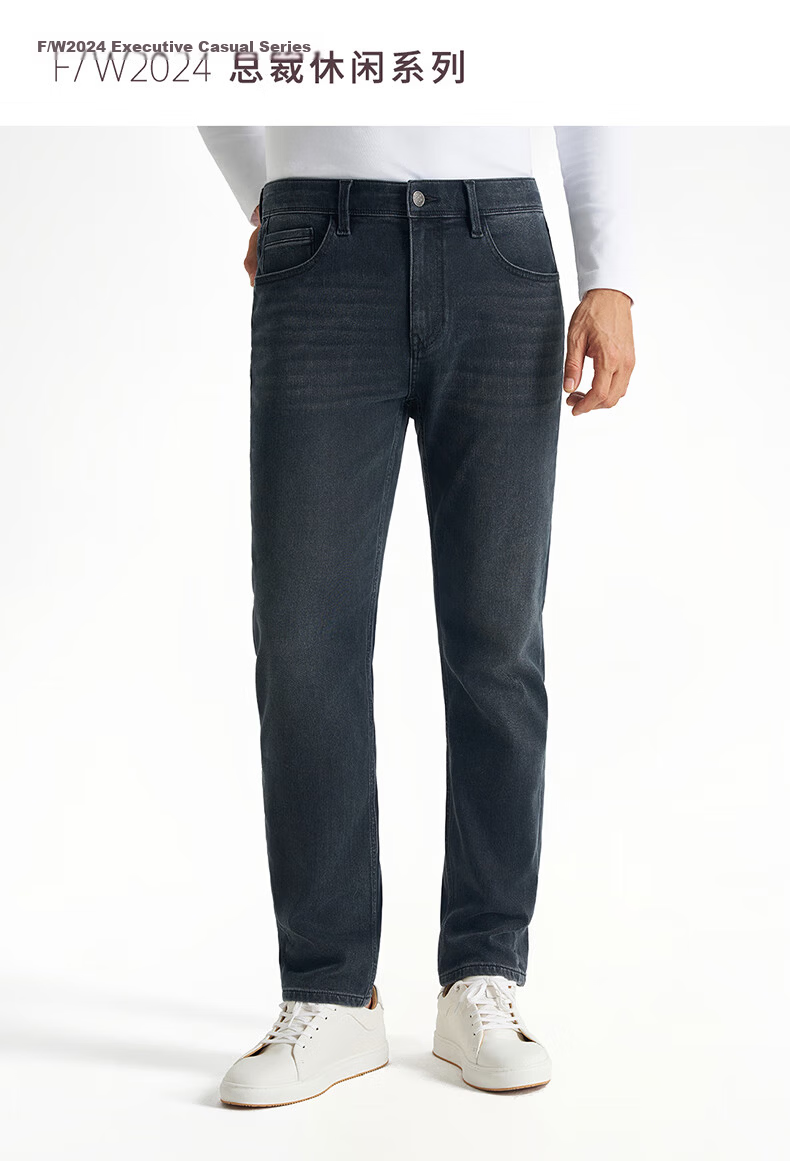 Shirt Lao Luo [Travel No.8] Fleece-Lined Warm Denim Jeans 249X0W801N Denim Gray 30 -98 1