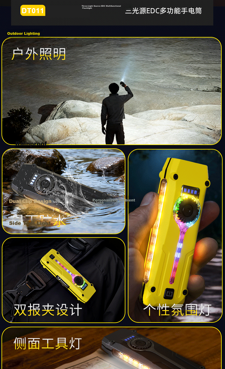 Cavalry Magnetic Mini Outdoor EDC Work Light Small Flashlight Ultra-Long Battery Life Stepless Dimming Strong Magnetic Rechargeable Torch 2