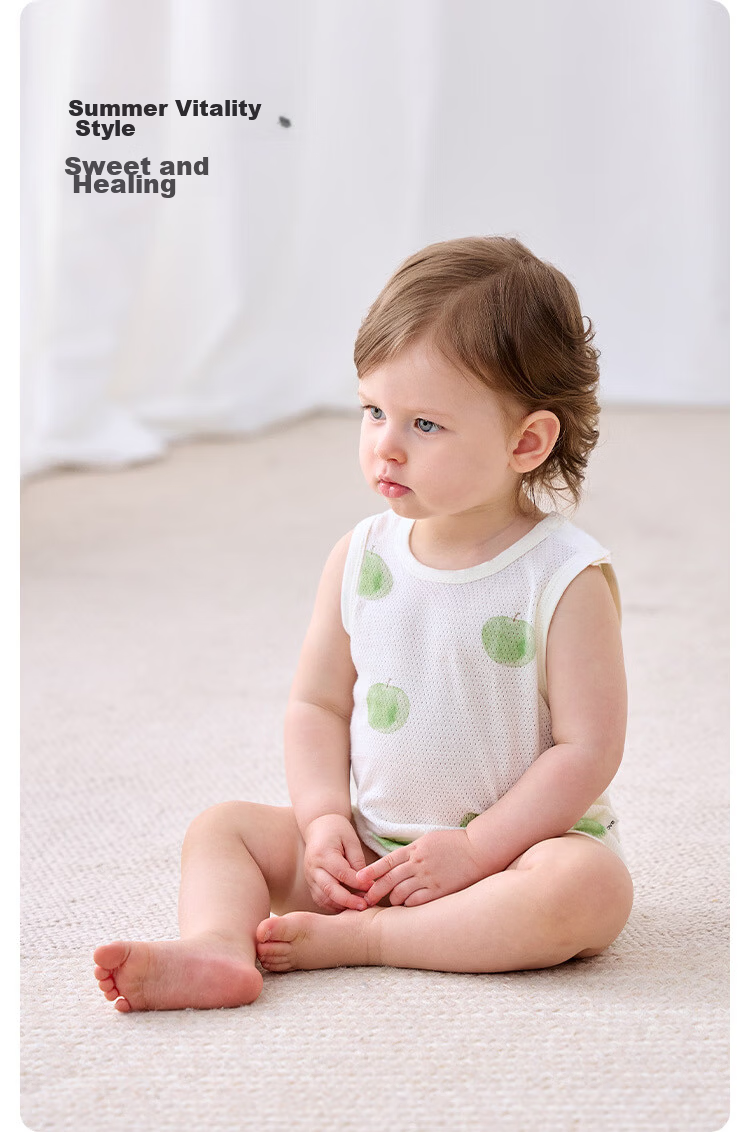 Babylove Baby Sleeveless Bodysuit Summer Cotton Mesh Jacquard Breathable Romper Cool Pajamas Summer Wear 4