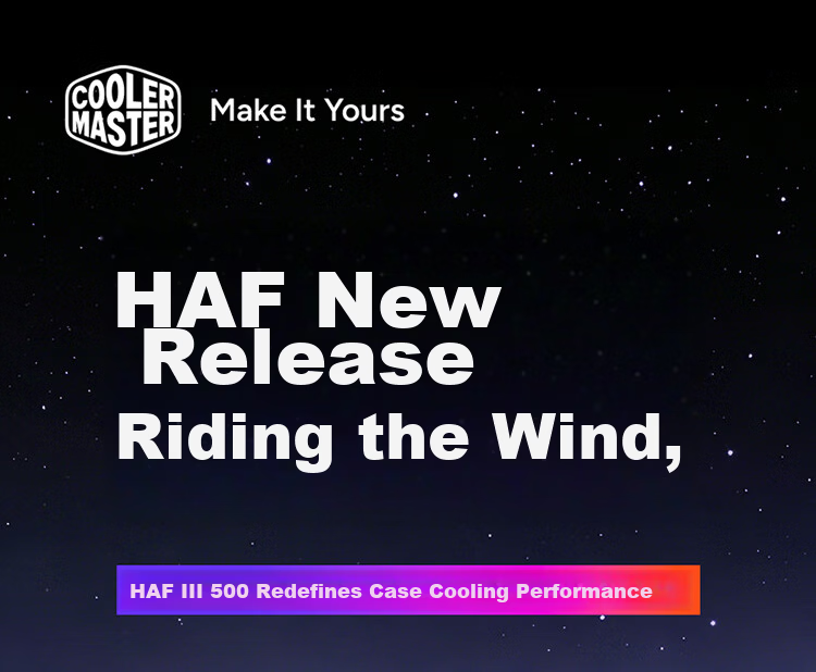 CoolerMaster HAF II 500 EATX Computer Case Master Sliding Rail/22040 Thickened Fan/Dual Mode GPU Bracket/Supports 4 Dual-Slot GPUs/Top-tier IO Panel 1