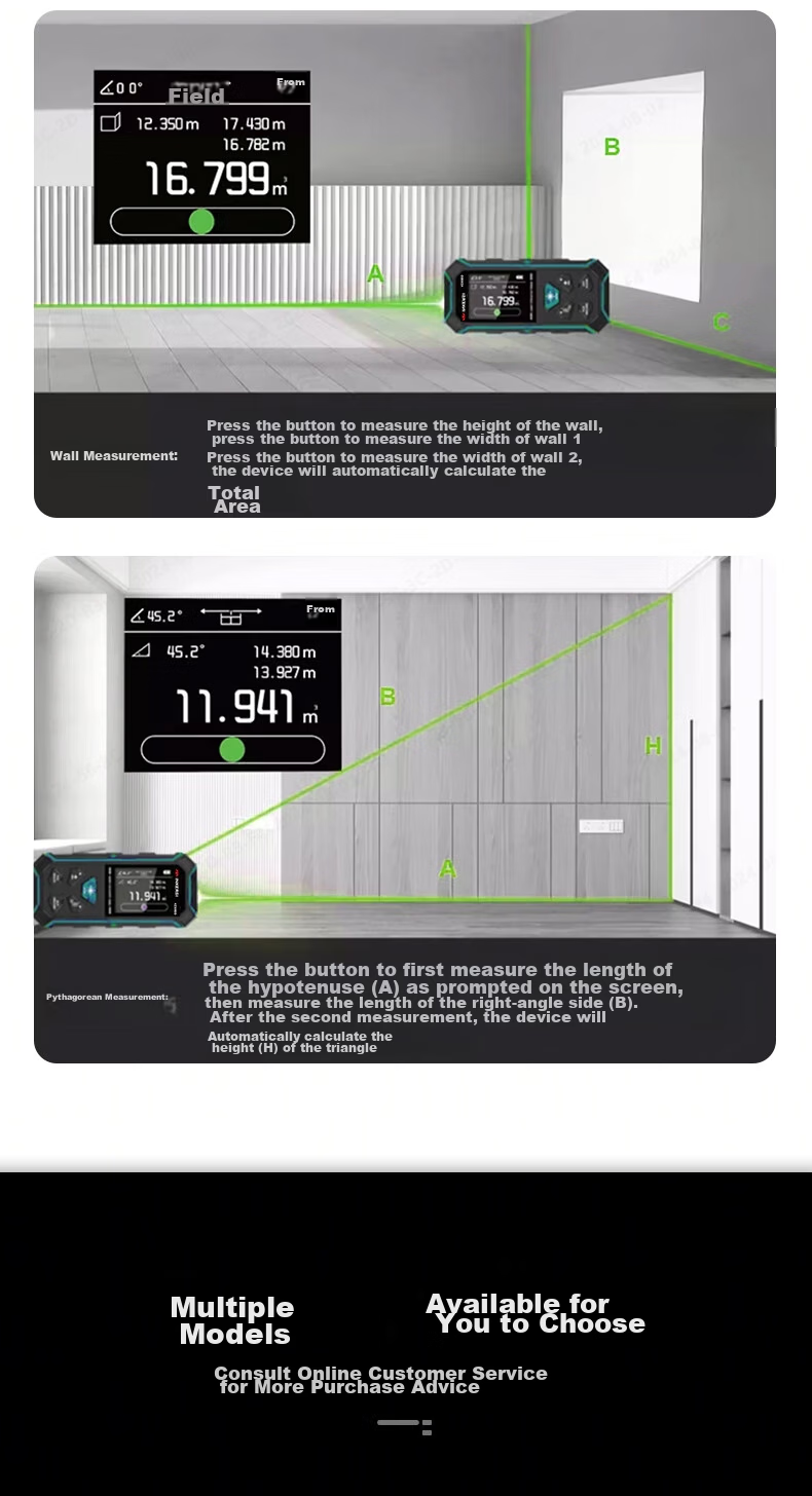 SNDWAY Yingsikes Two-Way Laser Distance Meter High-Precision Electronic Ruler with Magnetic Green Light KE60BG 4