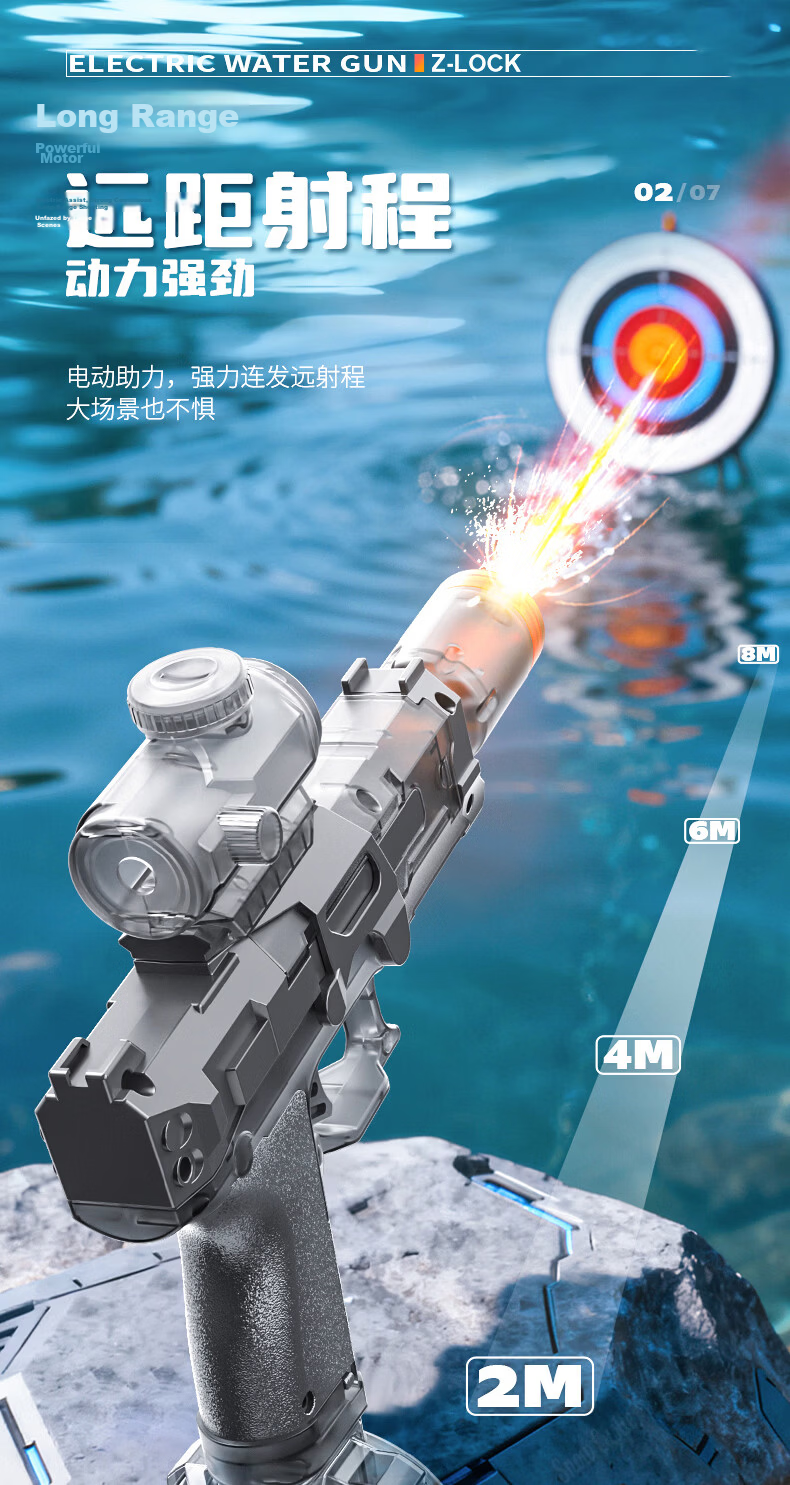 Qizhi Creative Fire Mouse Electric Water Gun Outdoor High-Pressure Fully Automatic Toy for Kids Ages 6-14 Birthday Gift for Boys and Girls 6