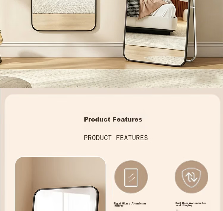 Anerya Full-Length Floor Mirror Aluminum Alloy Dressing Mirror 40x150cm for Home Bedroom Dorm Wall-Mounted 3