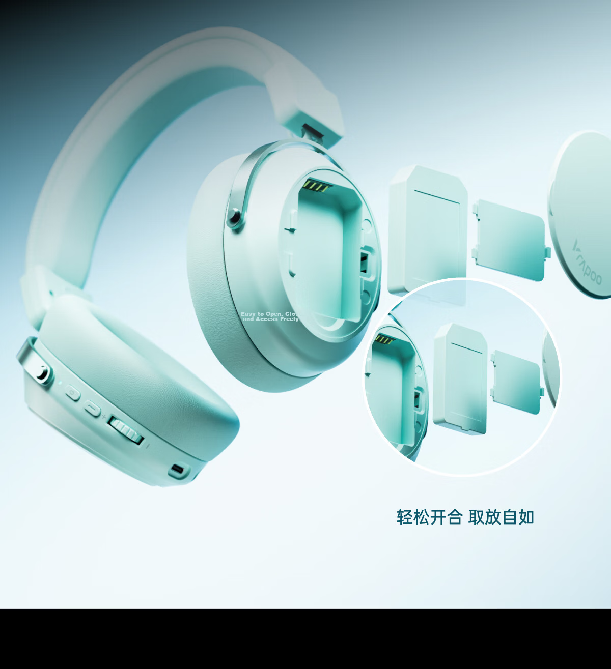 Rapoo VE3 Wireless Four-Mode Gaming Headset Over-Ear Delta Operation FPS Valorant Esports Chicken Dinner Positional Audio Multi-Device Compatible Mint Green 10