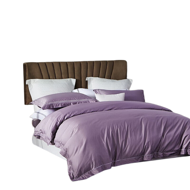 LOVO Luolai Shenghuo 120S Long-Staple Pure Cotton Satin Four-Piece Bedding Set, Luxury Duvet Cover All-Cotton 200*230cm Purple