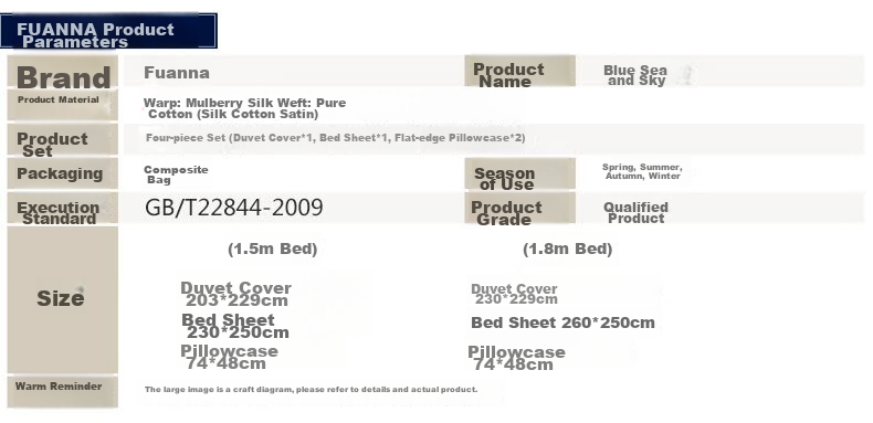 FUANNA Bedding Set 4-Piece Mulberry Silk Satin Sheet Duvet Cover High-End Silk Bed Linen Single/Double 203x229cm 16