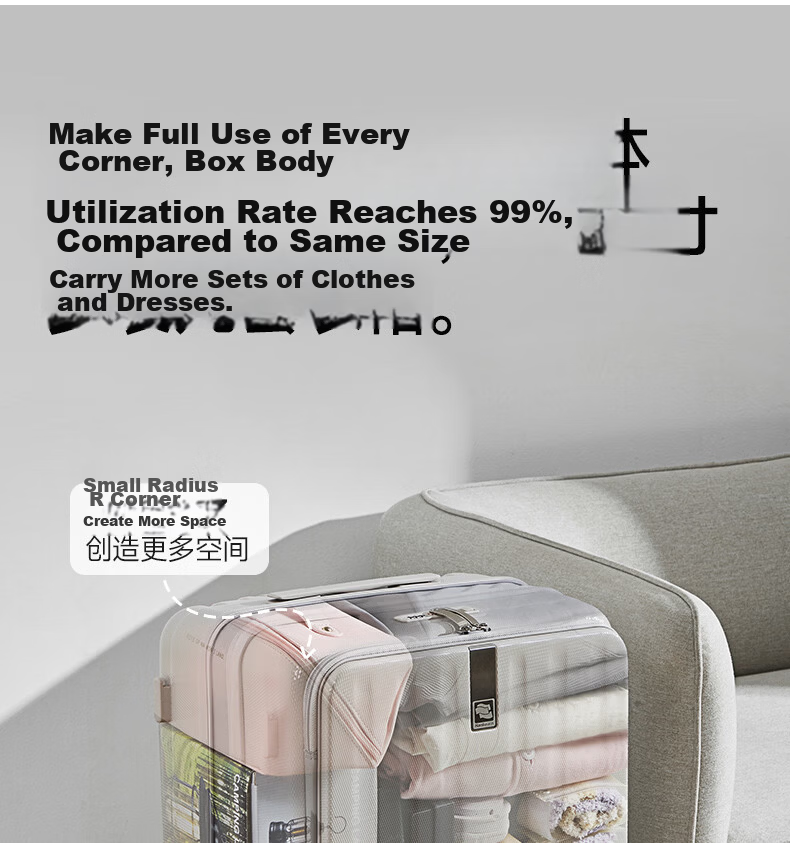 Hanke Expandable Luggage Women Trolley Large Capacity Men Carry-On Suitcase 20 Inch Ivory White Side Opening 23