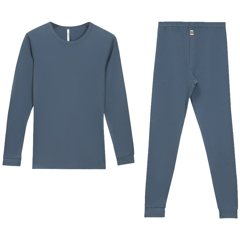 Hodo Men's Underwear, Pure Cotton Antibacterial Autumn Top And Pants, All-Cotton Tight-Fitting Siro Spun Base Layer Underwear, Denim