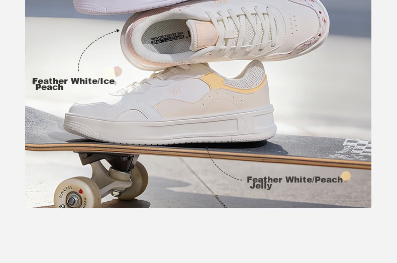 361° Women's Sports Shoes Summer Thin White Shoes Thick Sole Casual Sneakers 682616604F-3 6