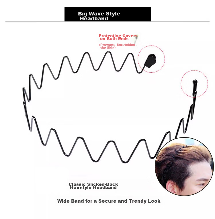 Banjeni Men's High Crown Hair Clip Headband Wide Daily Wear Large Sports Invisible Teeth Back Hair Fragment Non-Tightening 4