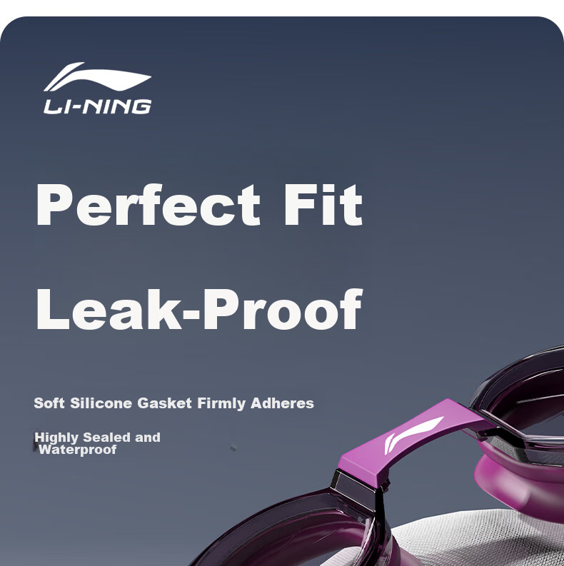 LI-NING Adult and Kids HD Anti-Fog Waterproof Professional Swimming Goggles Large Frame Diving Gear 5
