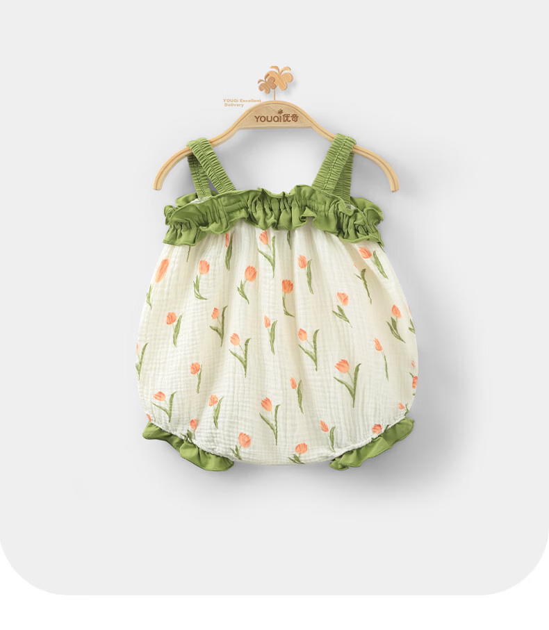 Youqi Baby Summer Romper Newborn Cute Sleeveless Bodysuit Full Moon 100 Days One-piece Pajamas 11