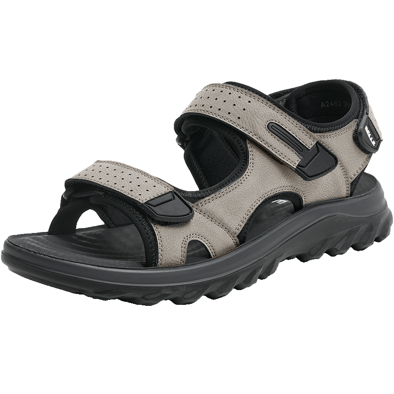 Belle Men's Casual Velcro Sandals 26 New Comfortable Breathable Outdoor Thick Sole Beach Shoes A2462BL6 Gray Size 43