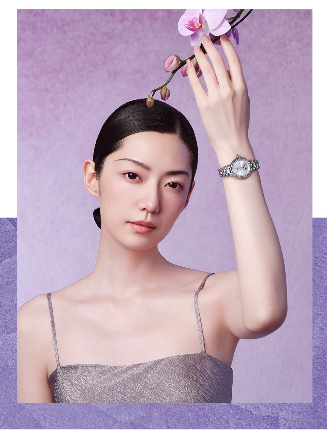 FIYTA 2026 New "Shishi Ruyi" Purple Qi Donglai Hollow Dial Steel Band Mechanical Women's Watch Holiday Gift 10