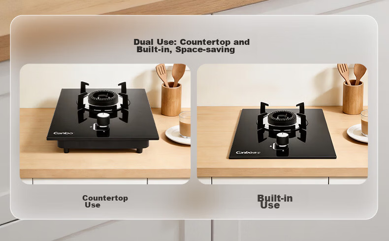 Canbo Gas Stove Single Burner Built-in 5KW High Power Household First-Level Energy Efficiency Tempered Glass Panel Rental Kitchen LPG Gas Burner Single Eye Stove QI30H 5