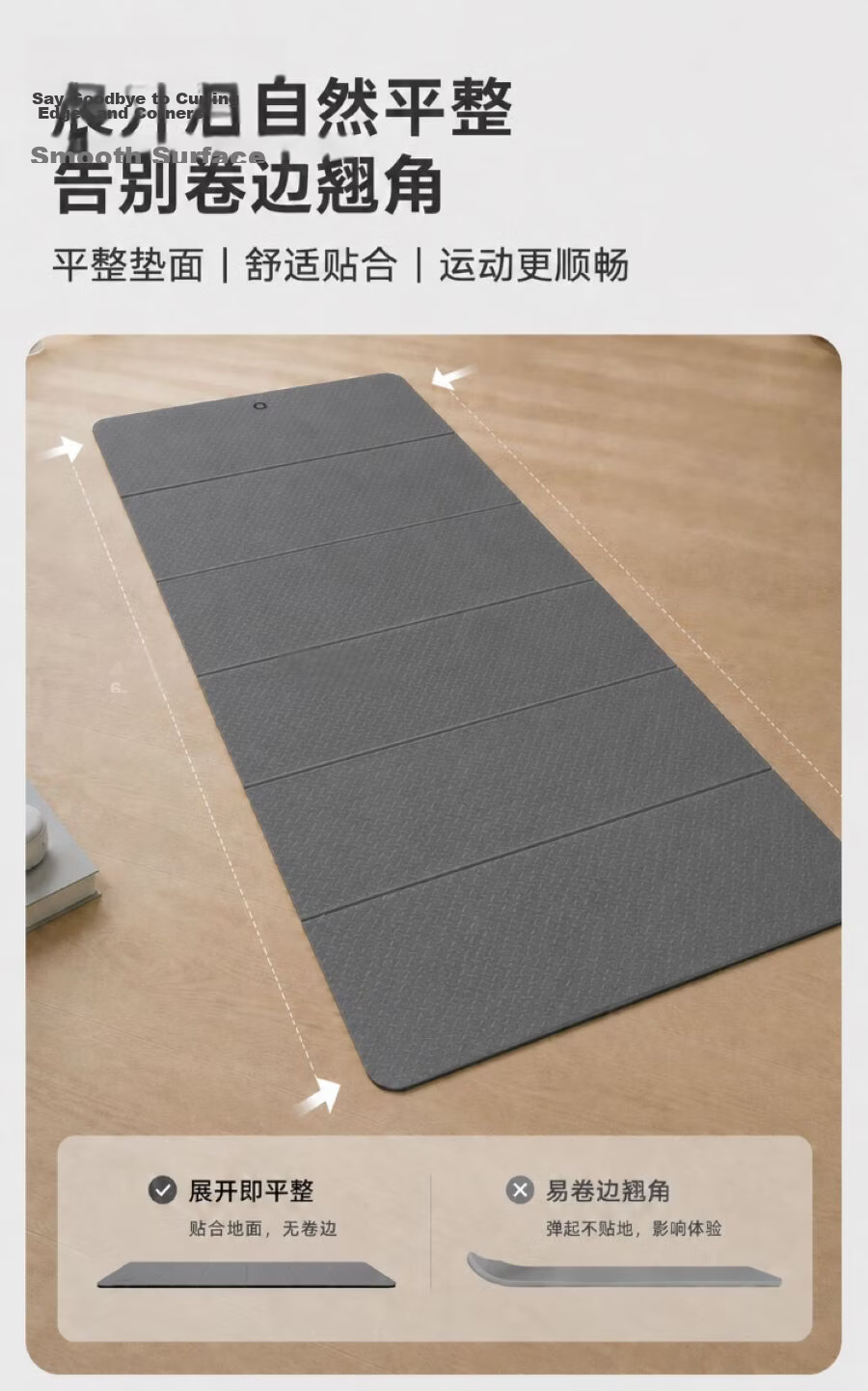 JD Jingzao Foldable Yoga Mat Fitness Mat Non-Slip Shockproof Home Use Nap Mat Gray 183*61cm 5
