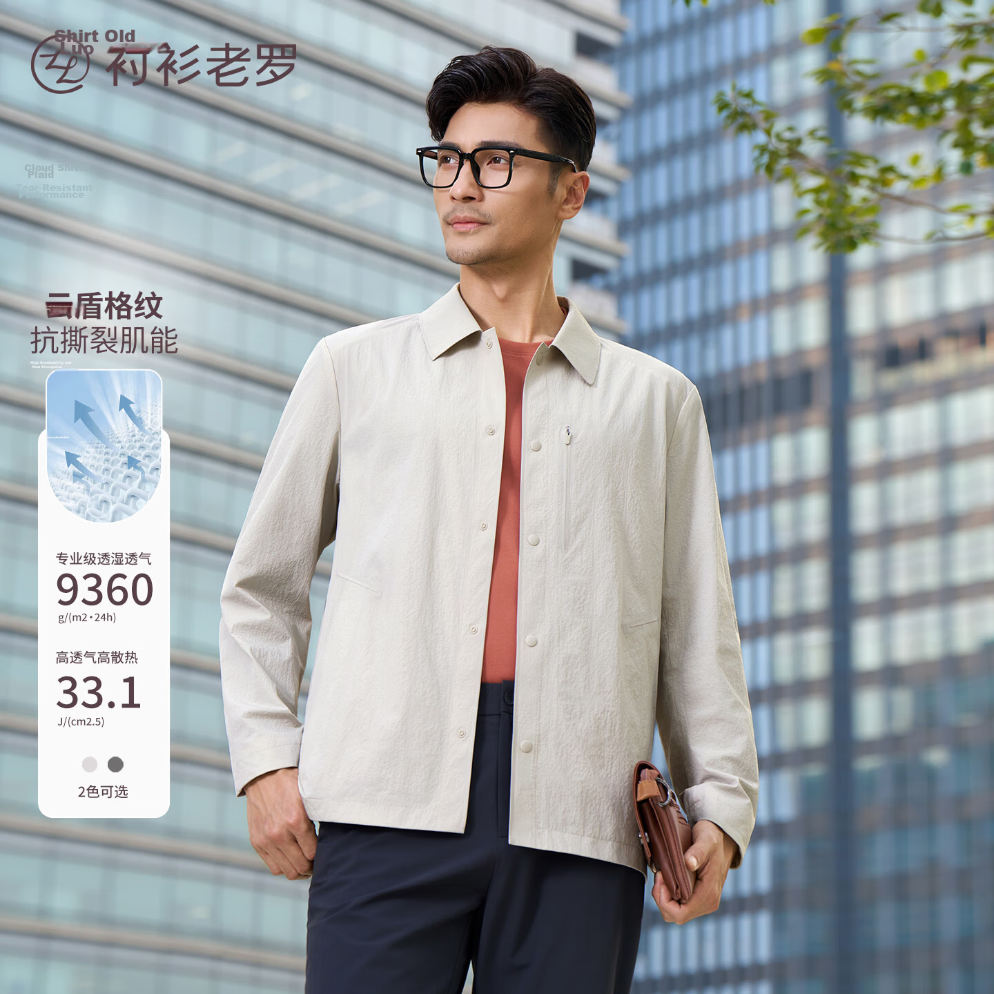 Shirt Lao Luo [Yundun] Tear-Resistant Functional Plaid Breathable Moisture-Permeable Polo Collar Hidden Button Shirt Jacket 261L7J537N