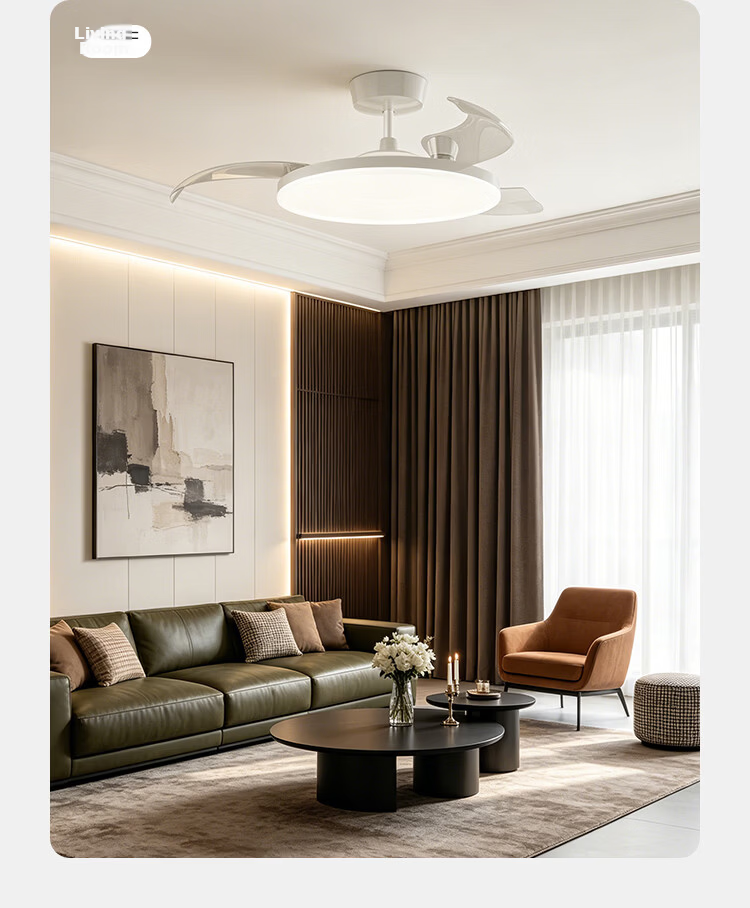 JD Jingzao Yufengzhe Smart Fan Light 42-inch Invisible Full-Spectrum Eye Protection Bedroom Living Room Dining Ceiling Fan Light Integrated 26
