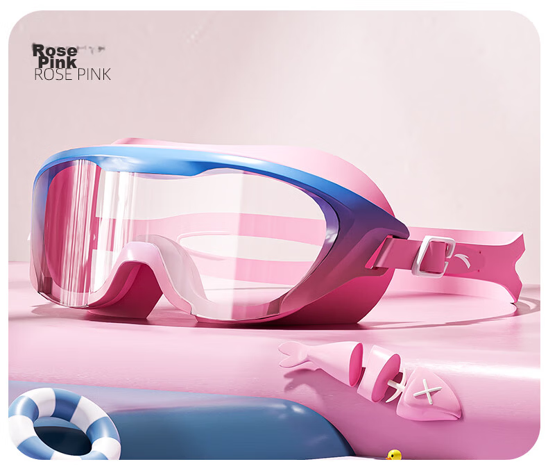 ANTA Kids Large Frame Swimming Goggles Unisex Clear Anti-Fog Waterproof Swim Glasses Children's Training Gear Blue Pink Plano 14