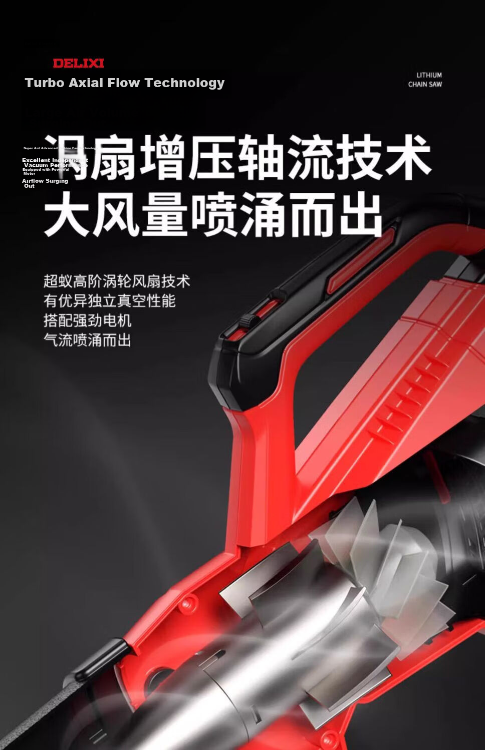 DELIXI ELECTRIC Lithium Battery Hair Dryer High Power Dust Removal Fan Rechargeable Blower Snow Blower Leaf Blower Industrial Dust Collector 7