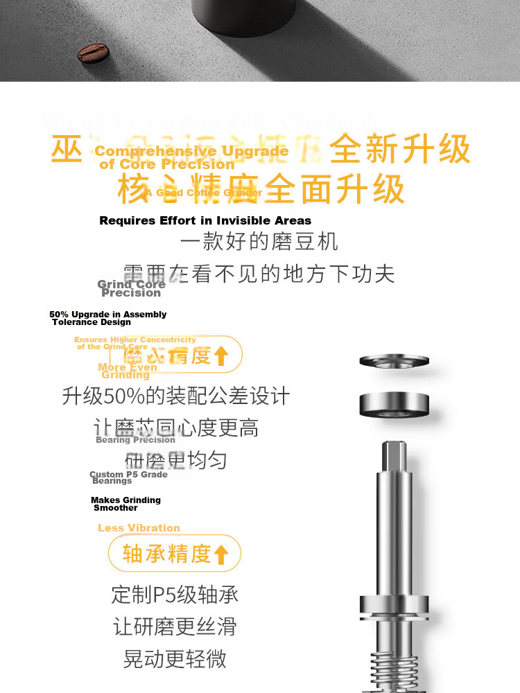 MAVO Wizard All-Purpose Manual Coffee Grinder Hand-Crank Coffee Bean Grinder CNC Burr Mill Obsidian Black 7