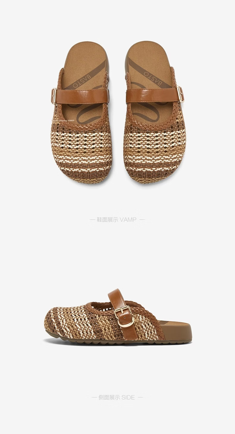 BASTO Woven Hollow Breathable Platform Birkenstock Style Women's Slippers D5116BH6 25