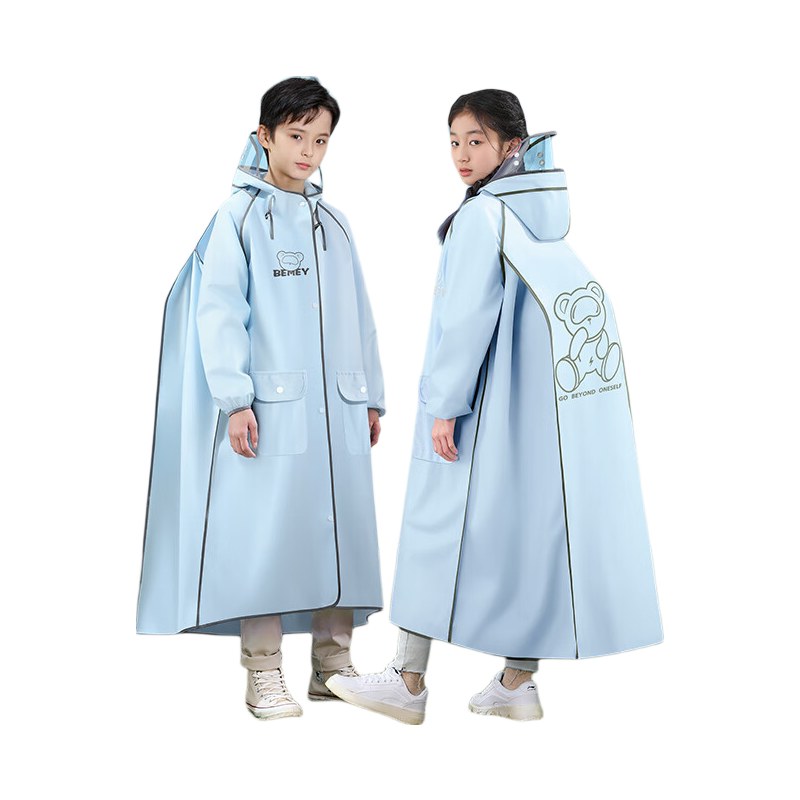 Beimei Children's Raincoat Long Full-Body Waterproof Raincoat for Boys and Girls Junior High and Elementary School Students Bicycle School Rain Poncho for Older Kids