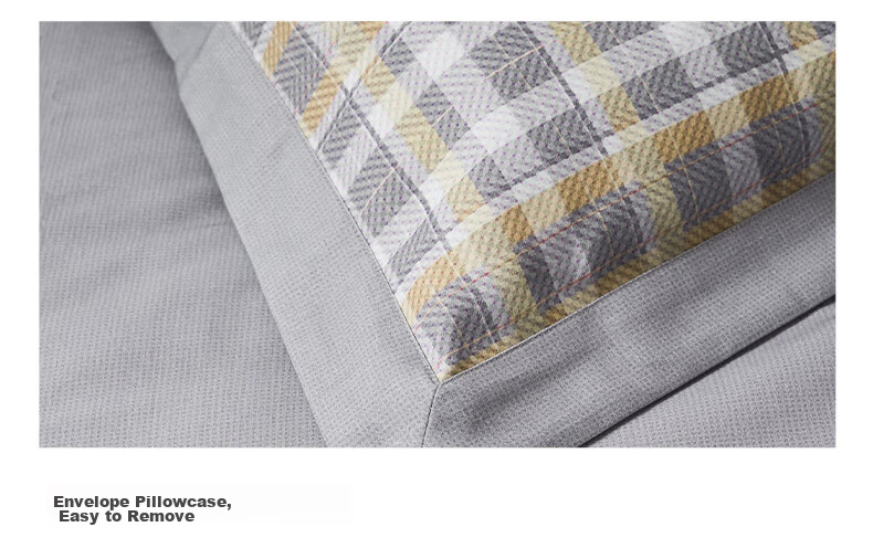 FUANNA Brushed Cotton Four-Piece Bedding Set 100% Cotton Brushed Double-Sided Thickened Warm Duvet Cover Double Size 230x229cm Stylish Gray 12