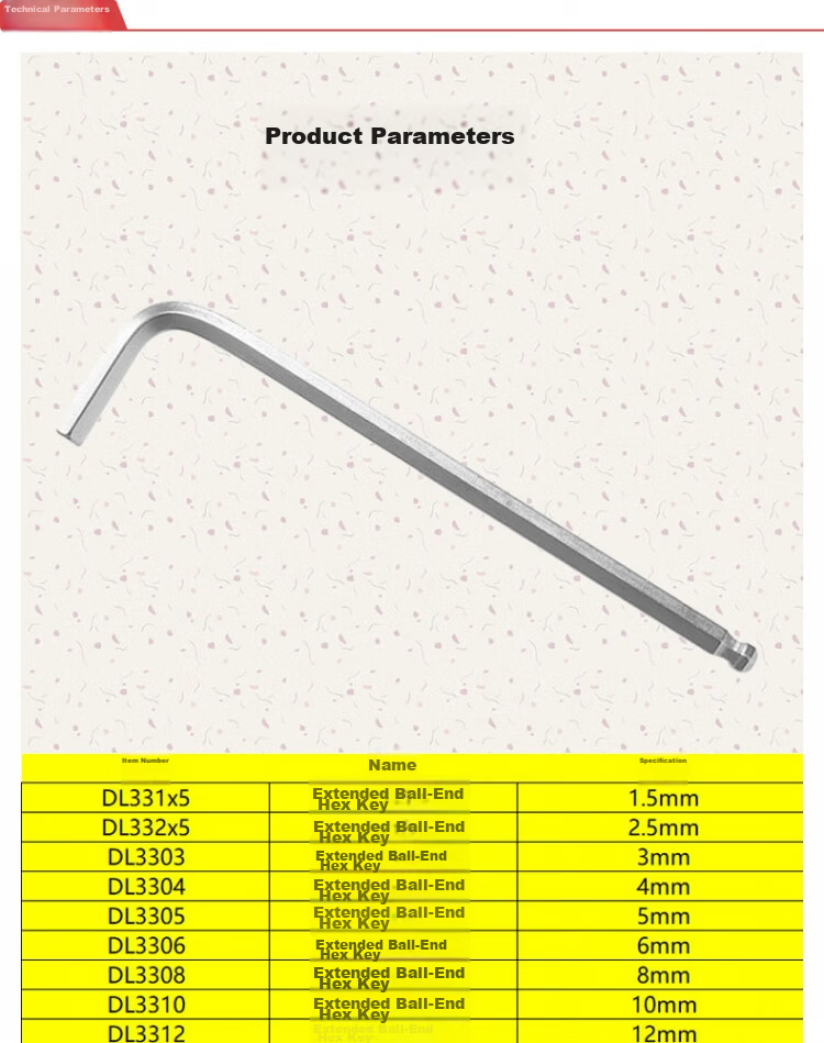 Deli Extended Ball Head Hex Key Wrench DL3303 1